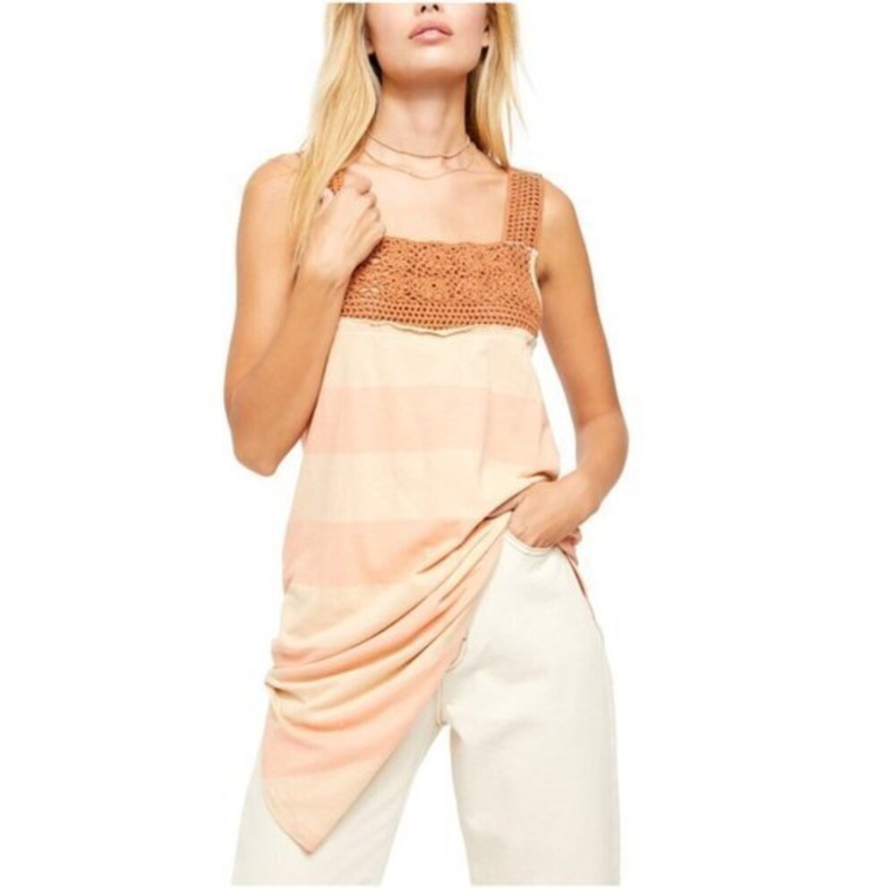 Free People Luca Crochet Stripe Tunic. S, M
